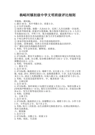 杨峪河初级中学文明班级评比细则