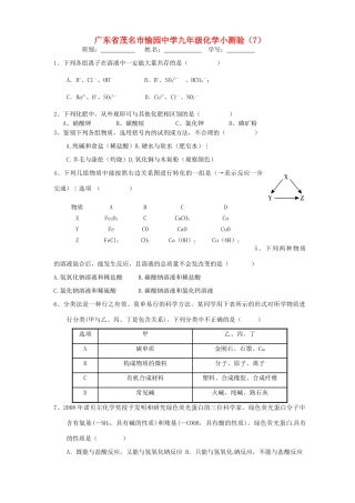 九年级化学小测验(7)试卷