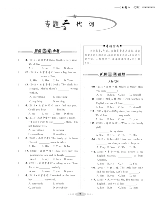 中考英语专题训练 专题二 代词(pdf，无答案)试卷
