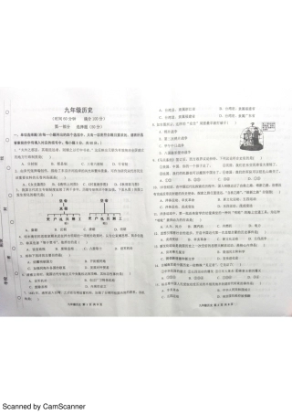 九年级历史下学期期中试卷(pdf) 天津市红桥区九年级历史下学期期中试卷(pdf)