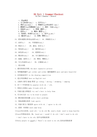 中考英语总复习 8A Unit 1 Grammar-Checkout试卷