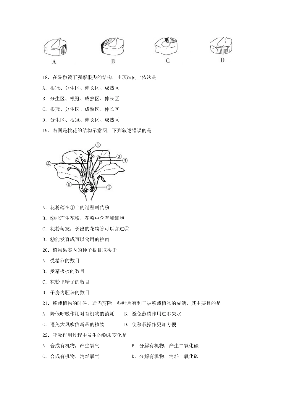 天津市滨海新区塘沽教育中心七年级生物上学期期末试卷 新人教版试卷_第3页
