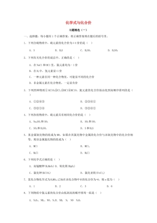 九年级化学上册 44 化学式与化合价习题精选1(新版)新人教版试卷