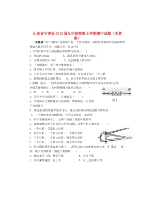 山东省宁津县九年级物理上学期期中试卷试卷