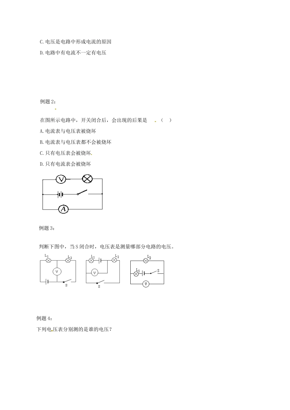 中考物理冲刺复习 电流与电压 专题2 电压训练试卷_第2页