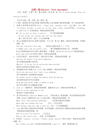 主谓一致Subject- Verb Agreement 人教版试卷