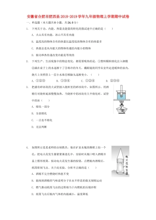 安徽省合肥市肥西县九年级物理上学期期中试卷试卷