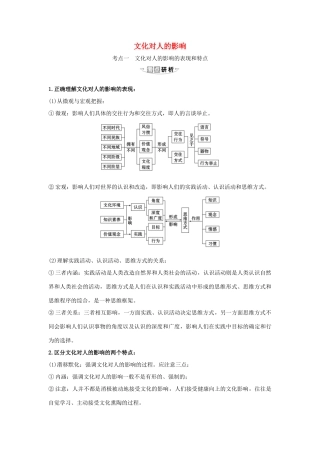 （浙江专用）版高考政治一轮复习 第一单元 文化与生活 2 文化对人的影响练习（含解析）新人教版必修3-新人教版高三必修3政治试题