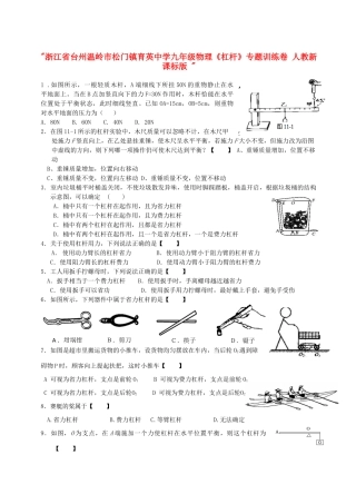 九年级物理(杠杆)专题训练卷 人教新课标版试卷
