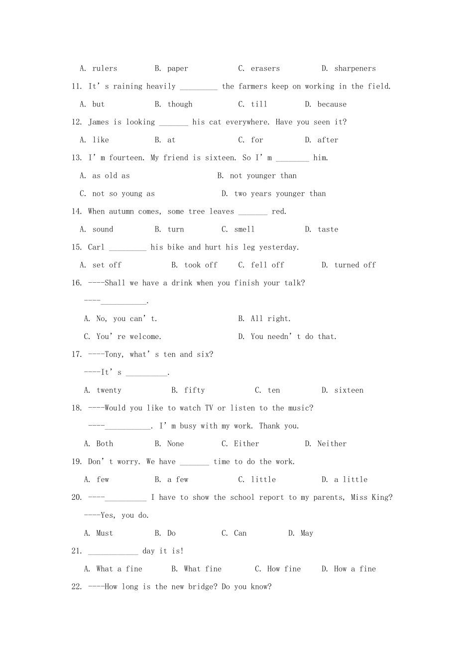 中考英语模拟测试二十三试卷_第2页