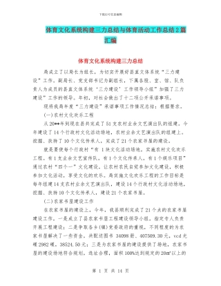 体育文化系统构建三力总结与体育活动工作总结2篇汇编