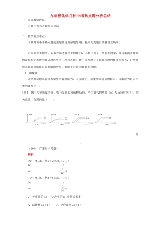 九年级化学几种中考热点题分析总结 天津版试卷