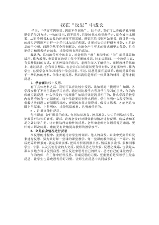 我在反思中成长