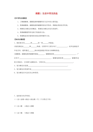 九年级化学下册 111 生活中常见的盐培优训练(新版)新人教版试卷
