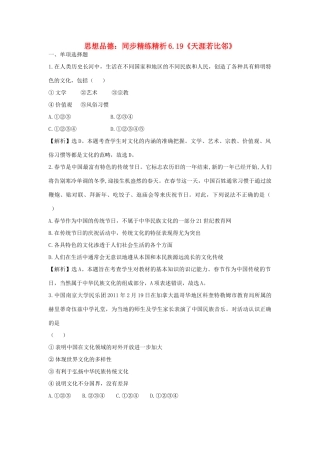 九年级政治 619(天涯若比邻)同步精练精析  教科版试卷