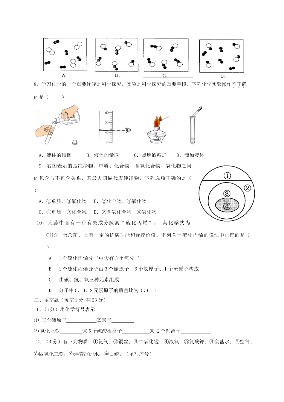 安徽省当涂县九年级化学上学期第一次月考试卷 新人教版试卷_第2页
