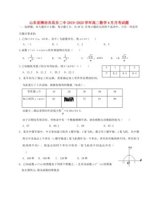 山东省潍坊市昌乐二中 高二数学4月月考试卷