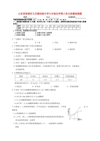 九年级化学 第八单元质量检测题试卷