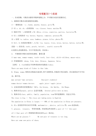 中考英语专题复习 1 名词试卷