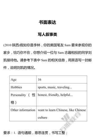 中考英语 重难题型补充题库 书面表达(pdf)试卷
