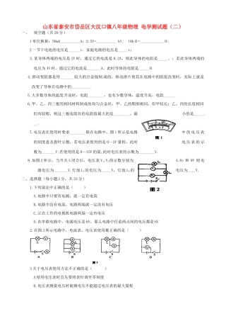 山东省泰安市岱岳区大汶口镇八年级物理 电学测试卷(二)试卷