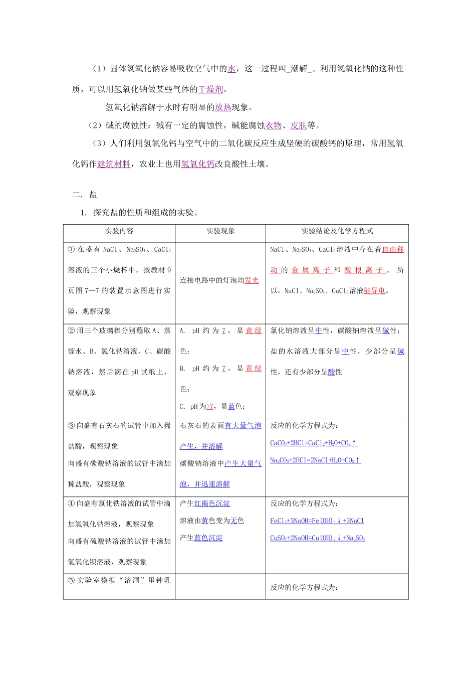 九年级化学专题7 初识酸碱盐复习(二)湘教版知识精讲试卷_第3页