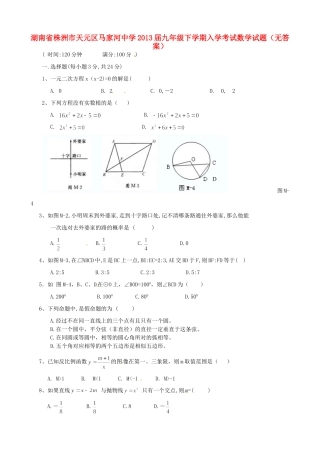 九年级数学下学期入学考试试卷试卷