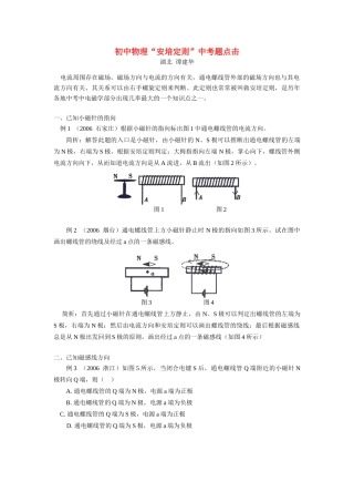 初中物理 安培定则 中考题点击 试题