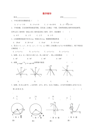 九年级数学上学期辅导案(1224，无答案) 苏科版试卷