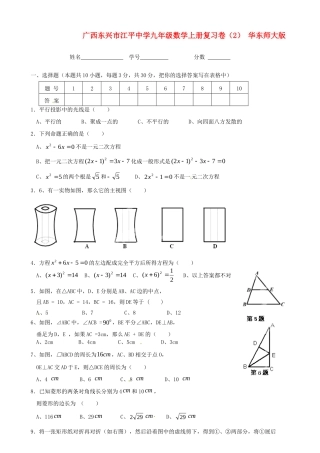 九年级数学上学期复习卷(2) 华东师大版试卷