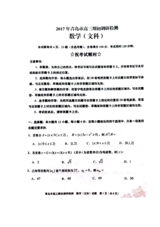 山东省青岛市高三数学期初调研检测试卷 文(扫描版，无答案)试卷