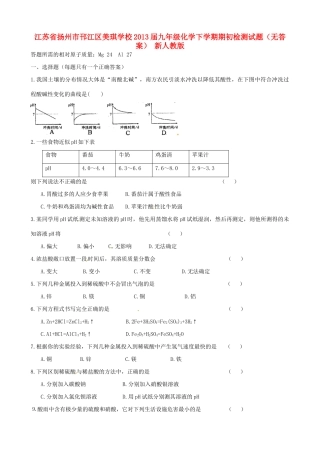 九年级化学下学期期初检测试卷 新人教版试卷
