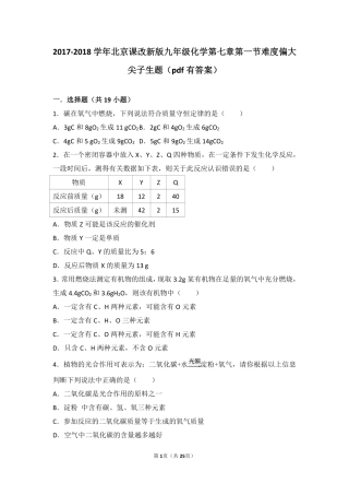 九年级化学上册 第七章 第一节 难度偏大尖子生题(pdf，含解析) 北京课改版试卷