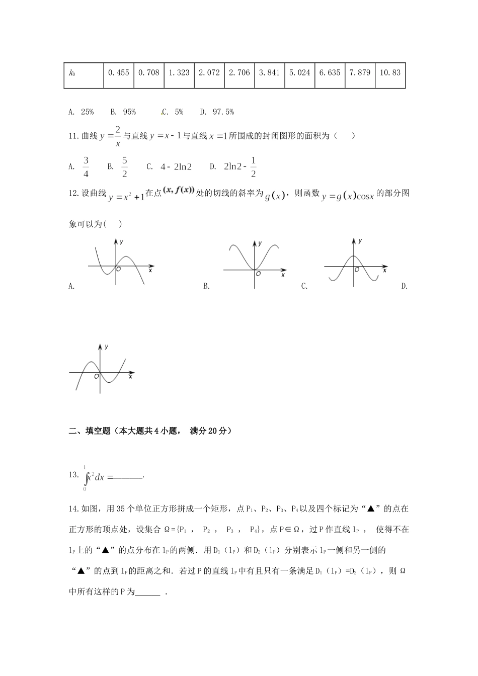 安徽省滁州市定远县西片区 高二数学5月月考试卷 理试卷_第3页