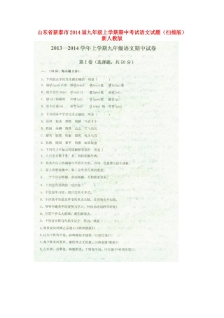 山东省新泰市九年级语文上学期期中试卷新人教版试卷