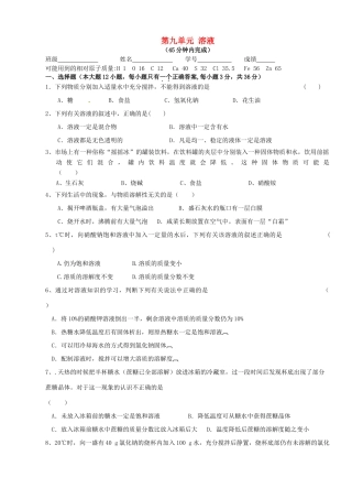 九年级化学下册 第九单元(溶液)检测题 新人教版试卷