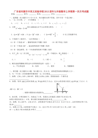 年九年级数学上学期第一次月考试卷试卷