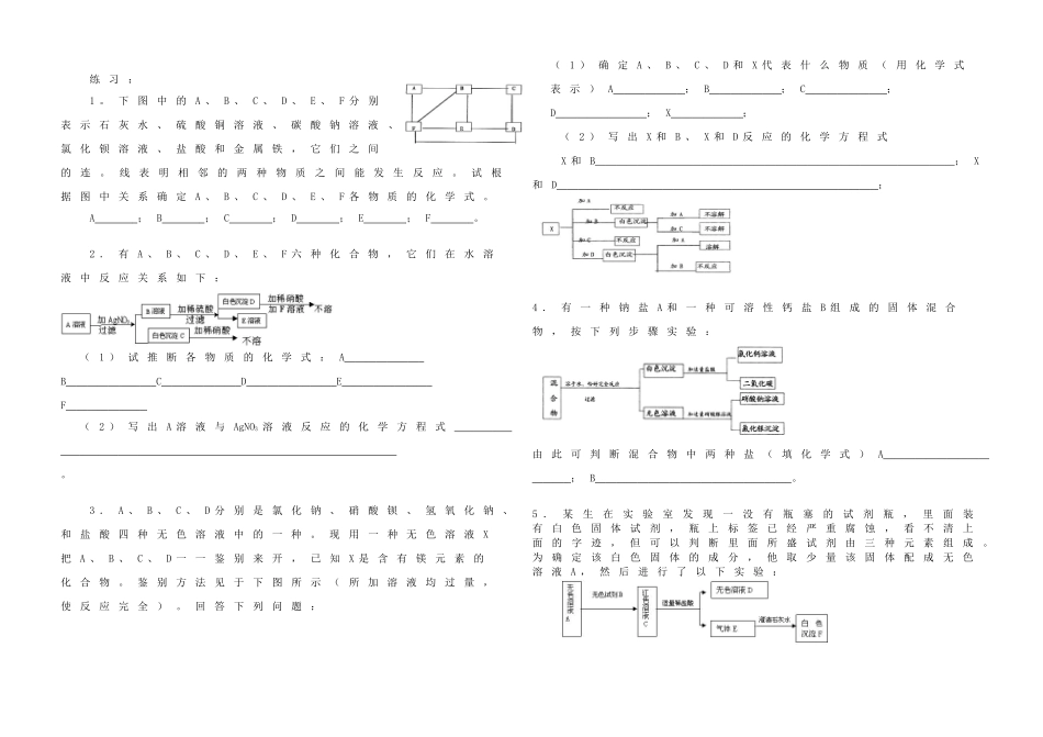 初中化学 物质推断题训练(无答案) 试题_第3页