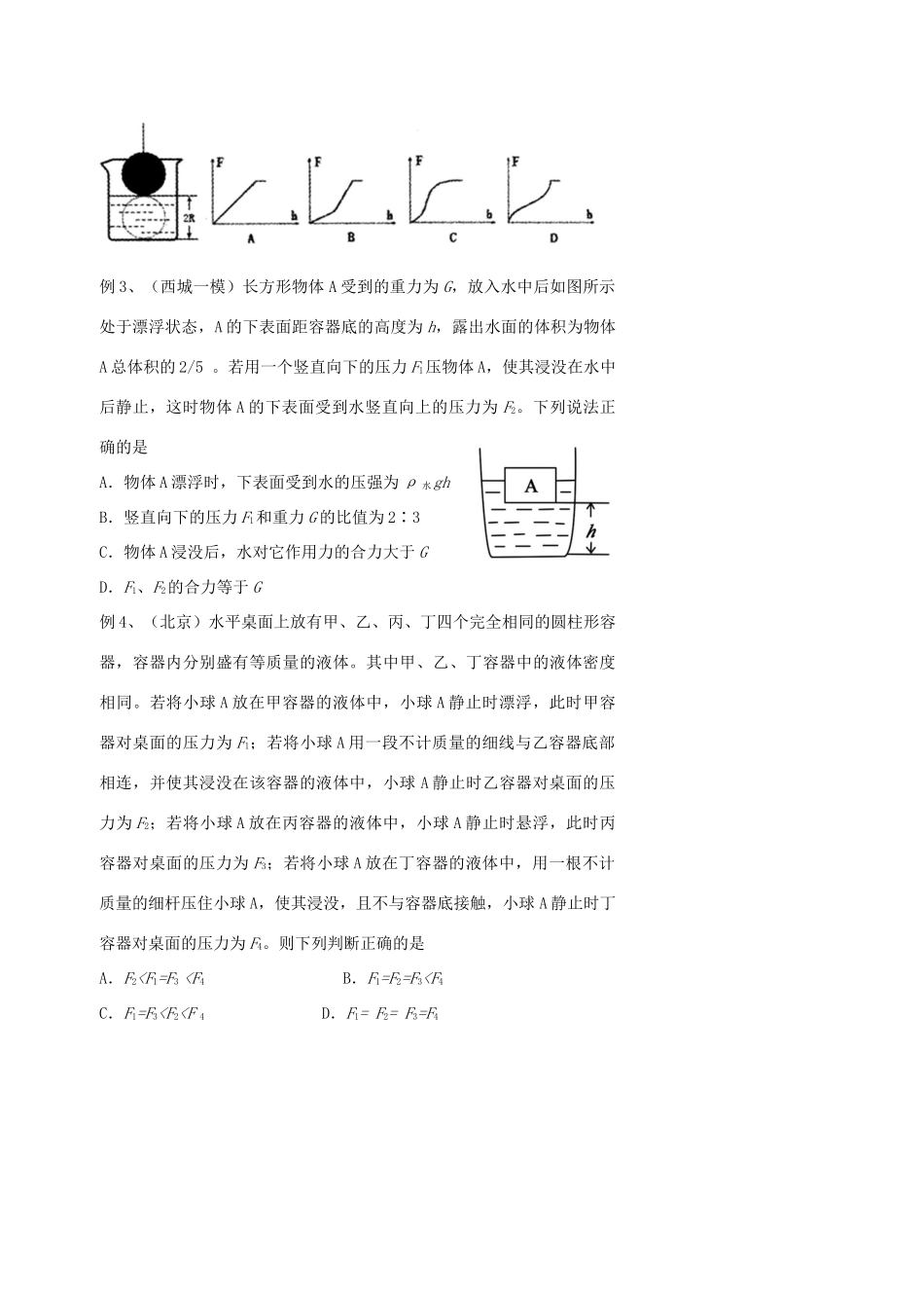 中考物理冲刺复习 力学总复习 浮力训练试卷_第2页