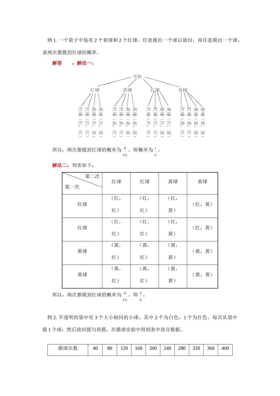 九年级数学上册 第六章频率与概率 北师大版试卷_第2页