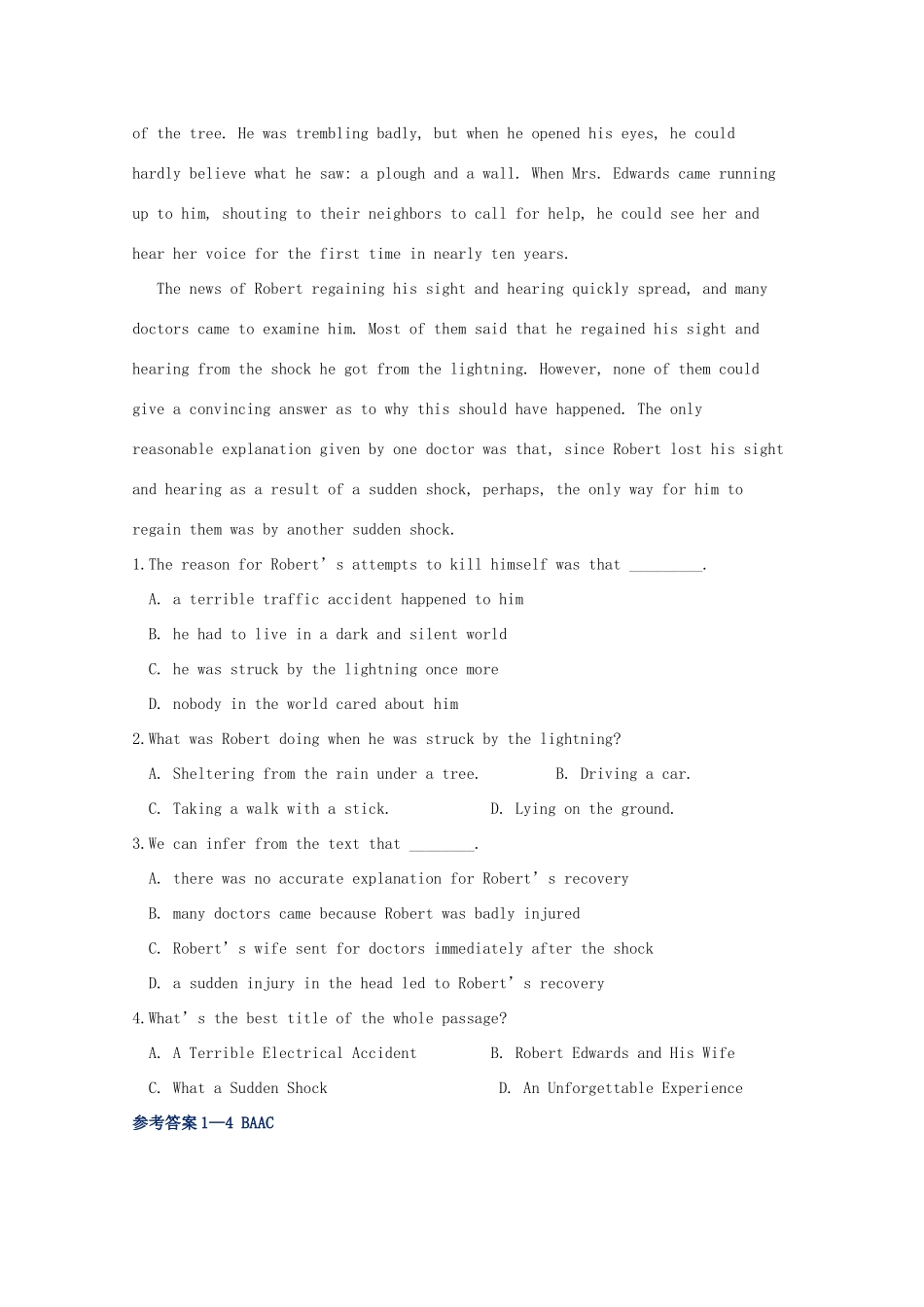 四川省成都市高考英语二轮复习 阅读理解基础训练80集连载(69)试卷_第3页