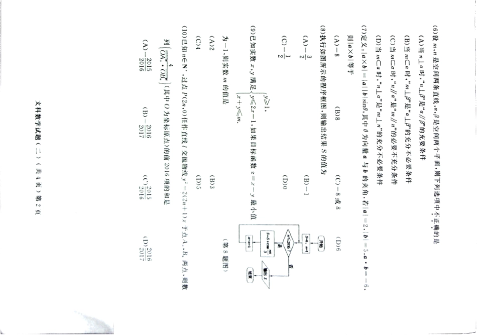 山东省聊城市高三数学第二次模拟考试试卷 文(PDF)试卷_第2页