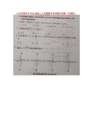 山东省泰安市高三数学上学期期末考试试卷试卷
