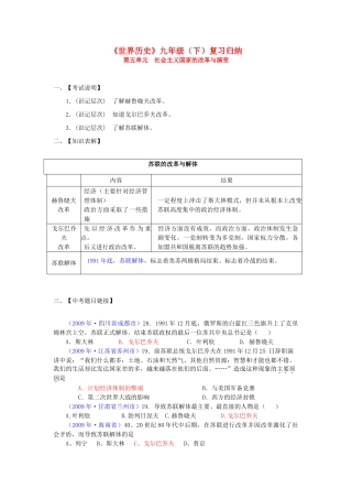 九年级历史下册世界历史知识归纳 第五单元试卷