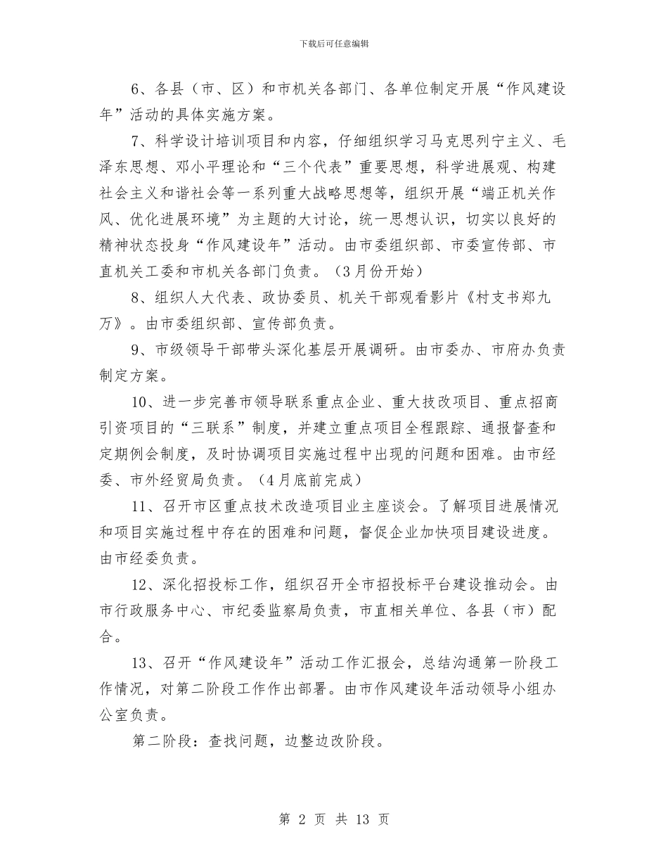 作风建设年活动工作计划和安排与作风建设开展实施方案细则汇编_第2页