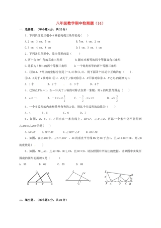山东省济宁市邹城市 八年级数学上学期期中复习试卷(14) 新人教版试卷