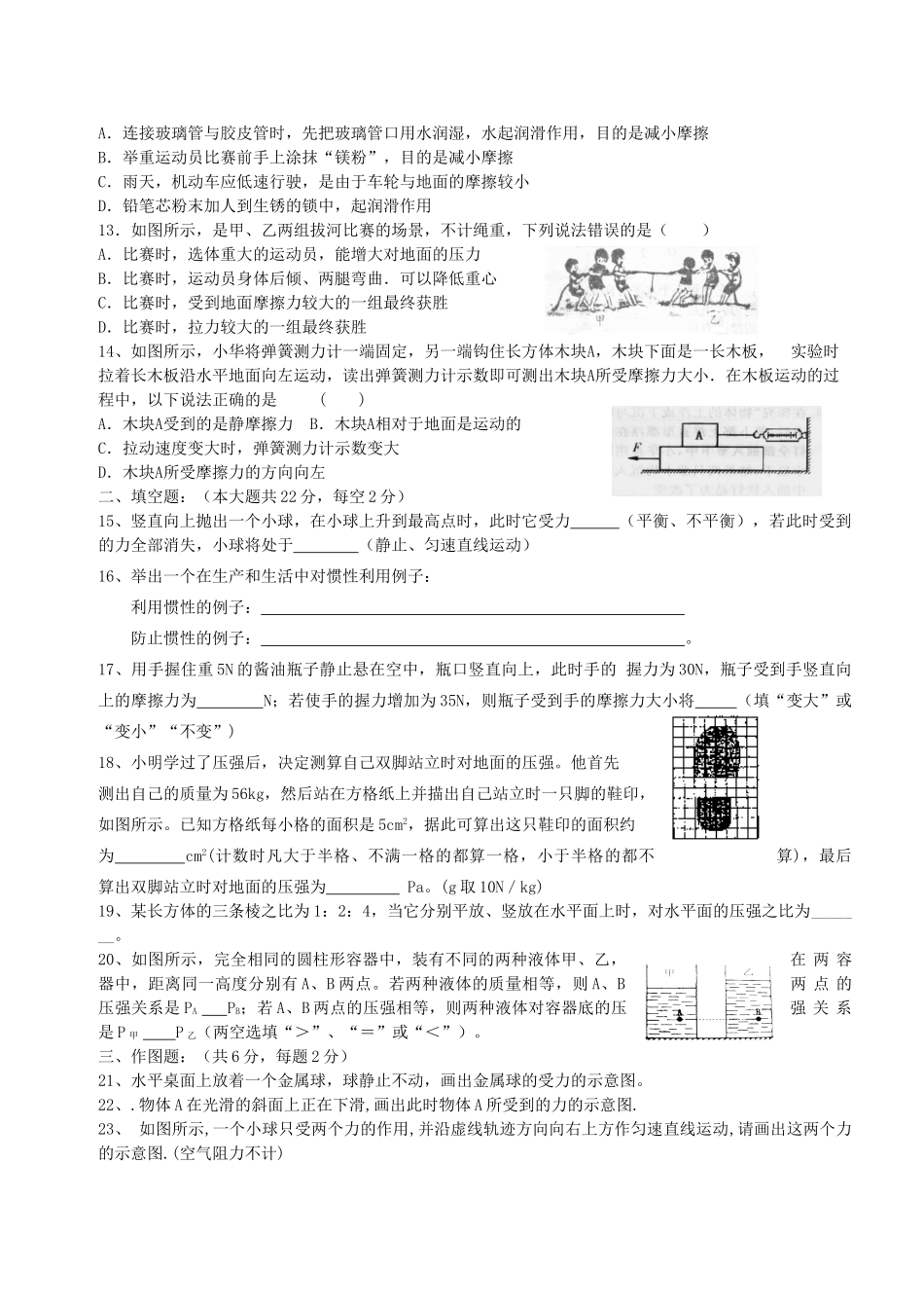 四川省眉山县龙正学区 八年级物理下学期期中试卷 新人教版试卷_第2页