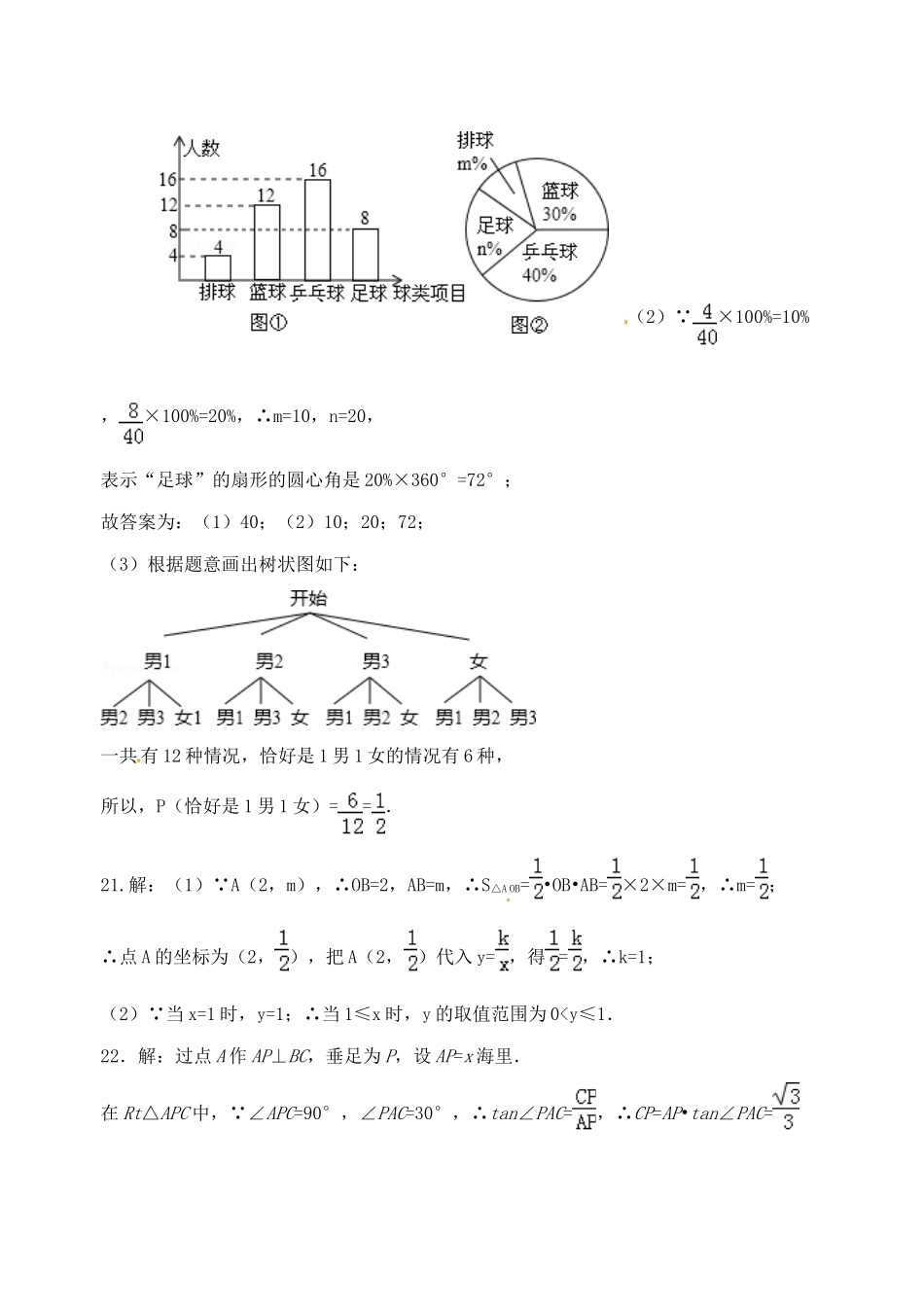 九年级数学下学期复习考试(第一次联考)试卷答案 0623313_第2页
