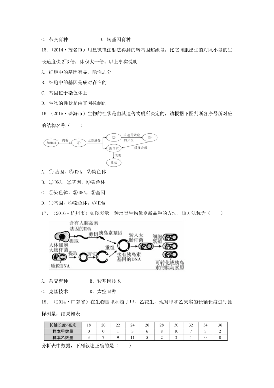 中考生物总复习 第7单元 第2章真题回练试卷_第3页