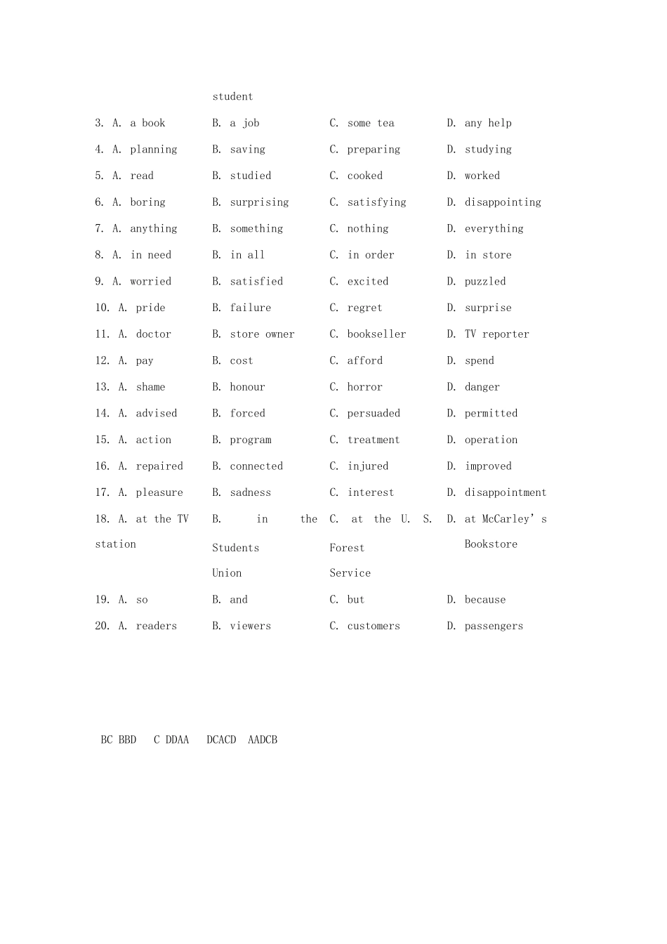 四川省高三英语二轮复习 专题训练 完形填空(28)试卷_第2页